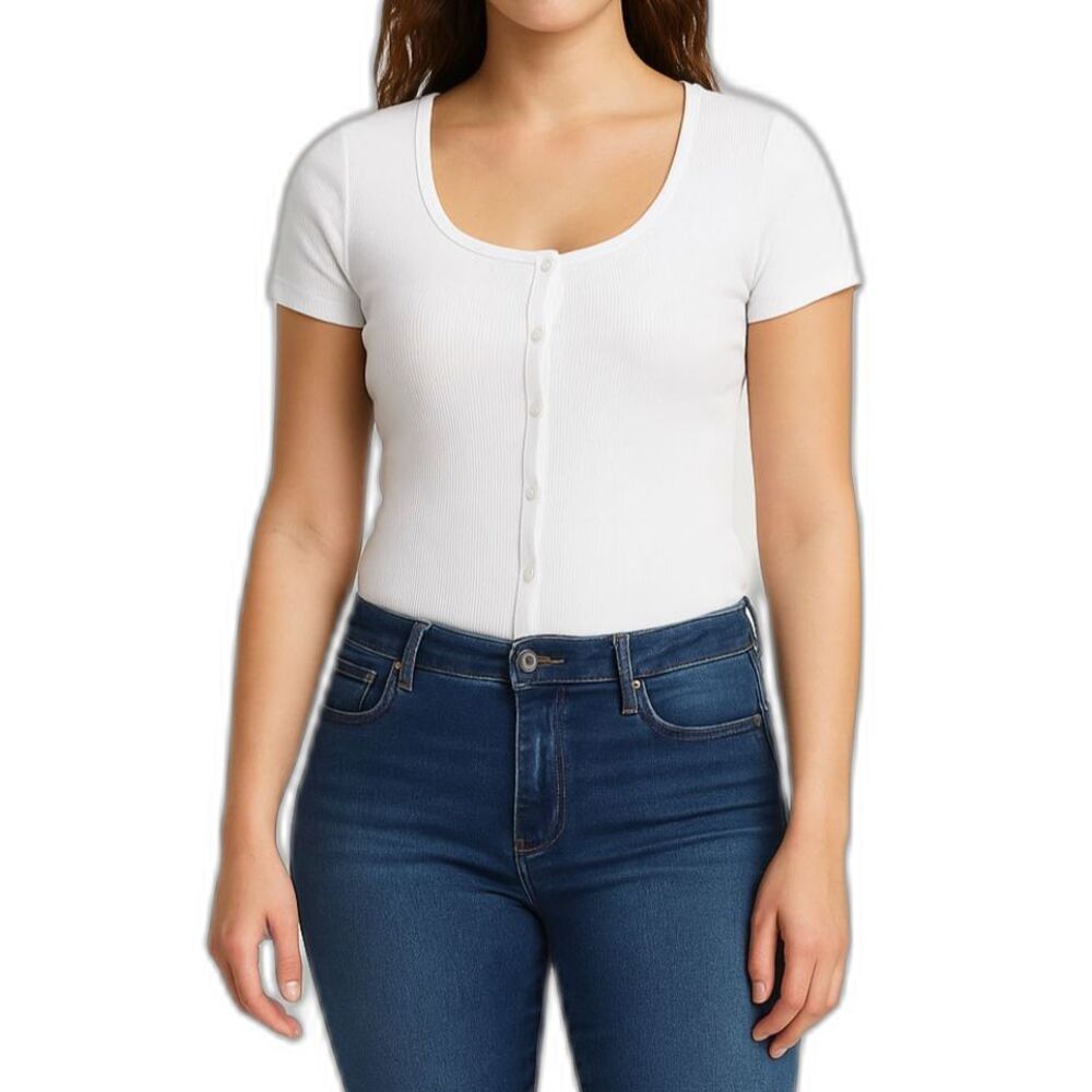 NWT Frankee & Skylarr Women’s Short Sleeve Button-Front Top | Size Large
